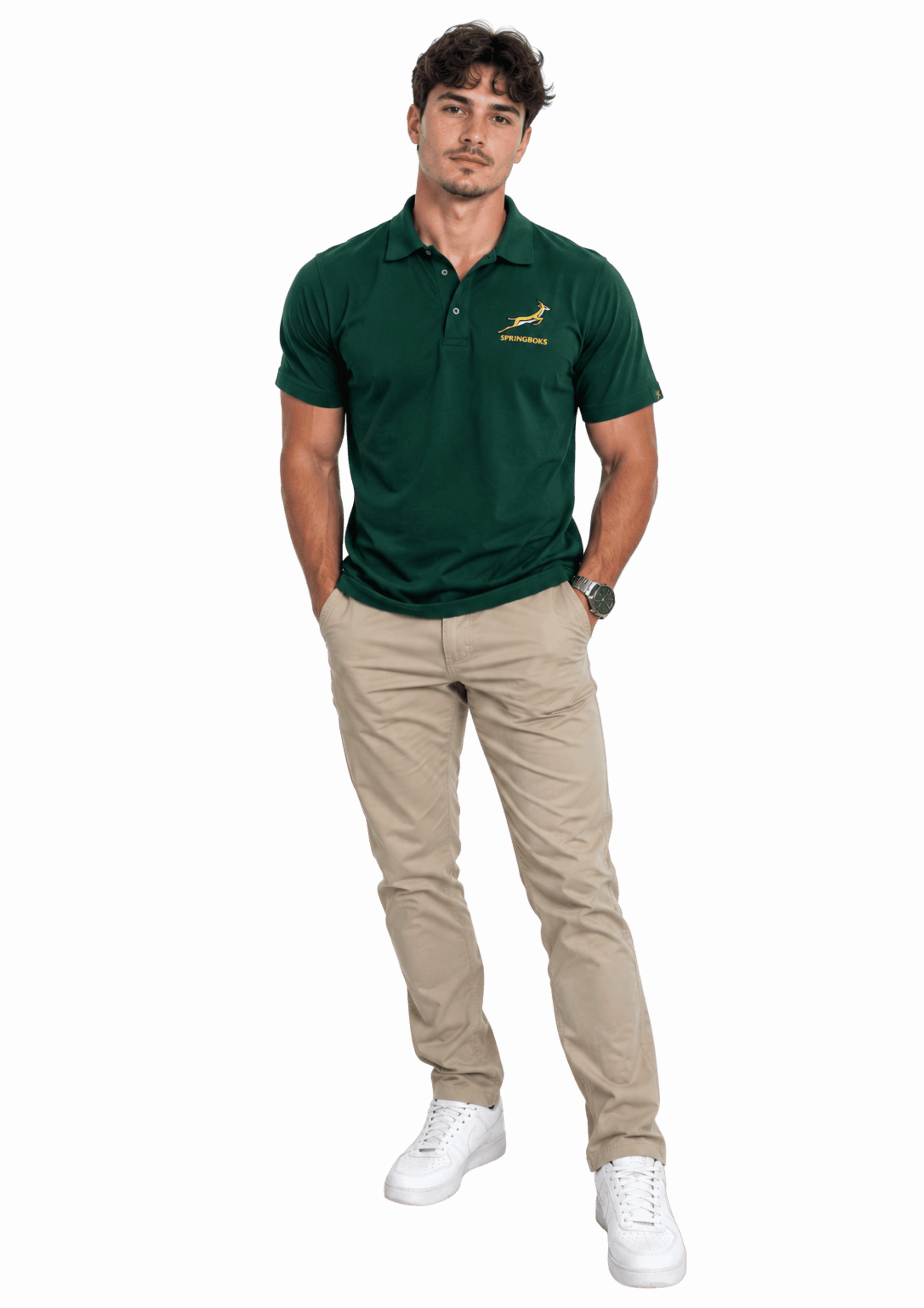 160g Single Jersey Short Sleeve Golfer on model
